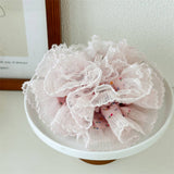 Colorful Floral Ruffled Hair Tie Elastic Durable_Cwaha07530