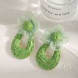 Floral Raffia Mesh Drop Earrings