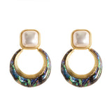 FASHIONABLE COLORFUL ABALONE EARRINGS WITH PEARLS_CWMM4288