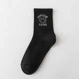 CARTOON BLACK AND WHITE SMILING FACE WOMENS SOCKS_CWMS1415