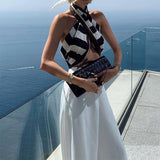 Straight-Leg Vacation Style Wide-Leg Pants