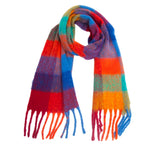 RAINBOW PLAID FUZZY SCARF THICK WINTER SHAWL WRAP_CWASC1051