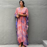 Tie-Dye Caftan Beach Cover-Up Loose Resort Robe_Cwmm6139