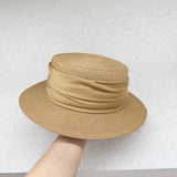 HIGH GRADE SATIN FLAT TOP SUN HAT FOR WOMEN_CWAH3447