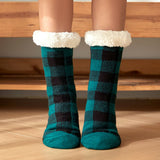 Warm Christmas Plaid Plush Indoor Slippers_Cwms0719