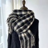 PLAID TASSEL SCARF FOR WOMEN RETRO WINTER WARMTH_CWASC1454