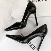 RETRO SQUARE TOE SNAKE PRINT PATENT LEATHER PUMPS_CWSHH0100