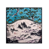 Cwasc2400_Colorblock Landscape Retro Artistic Silk Scarf