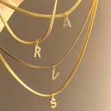 Titanium Steel Snake Bone Lock Zircon Pendant