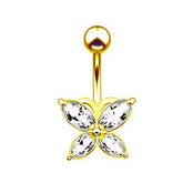 SILVER STAINLESS STEEL BUTTERFLY NAVEL RING_CWMM9384