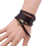 NEW FIVE CIRCLE EMBOSSED LEATHER BRACELET_CWMM4456
