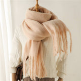 MOHAIR TASSEL SCARF FOR WINTER UNISEX LONG SHAWL_CWASC0965