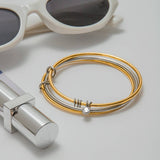 CLASSIC 18K GOLD SILVER ZIRCON BANGLE SIZE 60_CWAJE4820