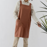 Waterproof Solid Color Linen Aprons With Pockets_Cwmm3303