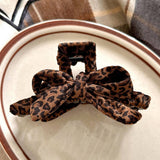 Leopard Bow Hair Claw Large Elegant Shark Clip_Cwaha07947