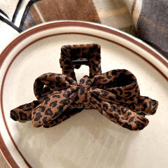 Leopard Bow Hair Claw Large Elegant Shark Clip_Cwaha07947
