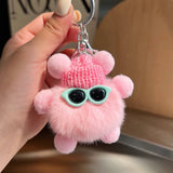 CUTE RABBIT FUR BRIQUETTES CAR KEYCHAIN PENDANT_CWMM2480