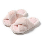 FASHION HOME CROSS STRAP PLUSH COTTON SLIPPERS_CWSHS0841