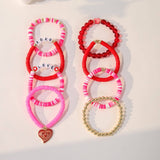 SOFT CLAY LETTER OIL DROP HEART PENDANT BRACELETSET_CWMM3521