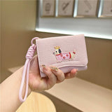 Kawaii Patchwork Mini Trifold Wallet For Girls_Cwab06224