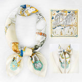 70CM VINTAGE HORSE PRINT SATIN SQUARE SCARF_CWASC1151
