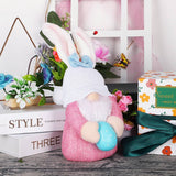 EASTER EARS BUNNY HOLDING EGG DWARF DOLL_CWMM3477