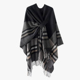 NEW KNITTED TASSEL DOUBLE SIDED PLAID SHAWL_CWMM2085
