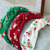Christmas Pearl Satin Knot Headband Wide_Cwaha07596