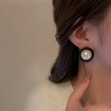RETRO HONG KONG STYLE BLACK FRENCH EARRINGS_CWAJE2473