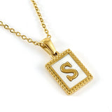 18K GOLD STAINLESS STEEL LETTER SHELL NECKLACE_CWAJE0685