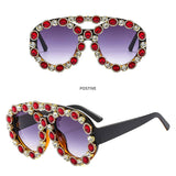 LARGE CONTRAST OVAL LUXURY EMERALD SUNGLASSES_CWASG0867