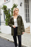 Waterproof Hooded Striped Trench Coat