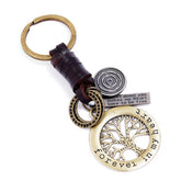 HAND WOVEN BRONZE LUCKY TREE COWHIDE KEYCHAIN_CWMM4771