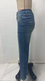 Three-Button High-Waisted Flared Stretch Jeans