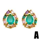 RETRO PERSONALIZED COLORED ZIRCON EARRINGS_CWAJE1001