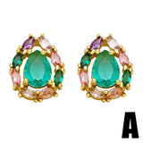 RETRO PERSONALIZED COLORED ZIRCON EARRINGS_CWAJE1001