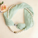 White Pearl Magnetic Skinny Silk Scarf_Cwasc03936