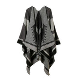 DOUBLE SIDED PLAID FAUX CASHMERE SHAWL CAPE_CWASC2138
