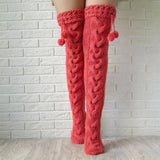 OVER THE KNEE LONG SOCKS WITH POMPOMS_CWMS0845