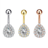 TEARDROP CZ BELLY RING COLORFUL STAINLESS STEEL_CWMM9309