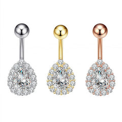 TEARDROP CZ BELLY RING COLORFUL STAINLESS STEEL_CWMM9309