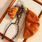 Vintage Croissant Coin Purse Keychain Charm_Cwmm7827