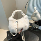 Winter Pleated Tote Plush Shoulder Crossbody Bag_Cwab3975