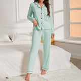 Women Pajama Set Long Sleeve Top And Pants