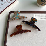 COFFEE BROWN ACETATE LARGE PAINTER STYLE HAIR CLAW_CWAHA6016