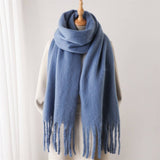 MOHAIR TASSEL SCARF FOR WINTER UNISEX LONG SHAWL_CWASC0965