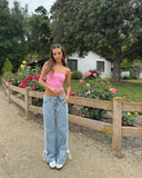 Wide-Leg Straight Leg Jeans With Side Stretch