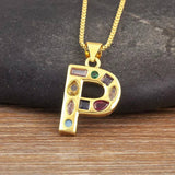 26 LETTERS COPPER ZIRCONIA PENDANT NECKLACE_CWMM5873