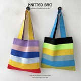 Women Fashion Striped Knitted Shoulder Handbag_Cwab1516
