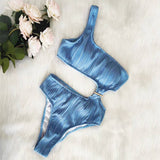 SOLID COLOR ONE SHOULDER SEXY ONE PIECE SWIMSUIT_CWMW0159